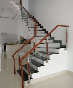 cầu thang kính tay vịn đẹp